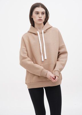Худі жіноче на флісі Oversize, бежевий 01 1489866519 фото
