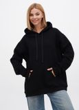 Худи женский на флисе Oversize удлиненный, чёрный 02 1051362899 фото