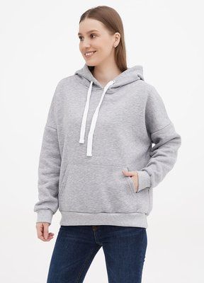 Худи женский на флисе Oversize, меланж 01 12567894 фото