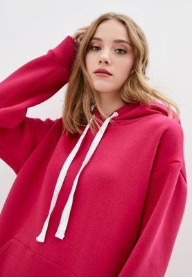 Худи женское на флисе Oversize, малина 02 45983672 фото