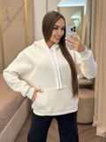 Худи женское на флисе Oversize, молочный 01 853685678 фото