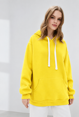 Худі жіночий теплий, колір жовтий Oversize 02 hoodie02yellow фото