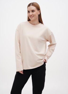 Лонгслив женский оверсайз, спущенный рукав, цвет светло-бежевый L-XL 8913524111 фото