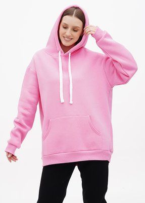 Худі жіноче на флісі Oversize подовжений, рожевий 02 1489316369 фото