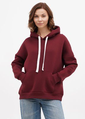 Худі жіноче на флісі Oversize, марсала 01 1490364810 фото